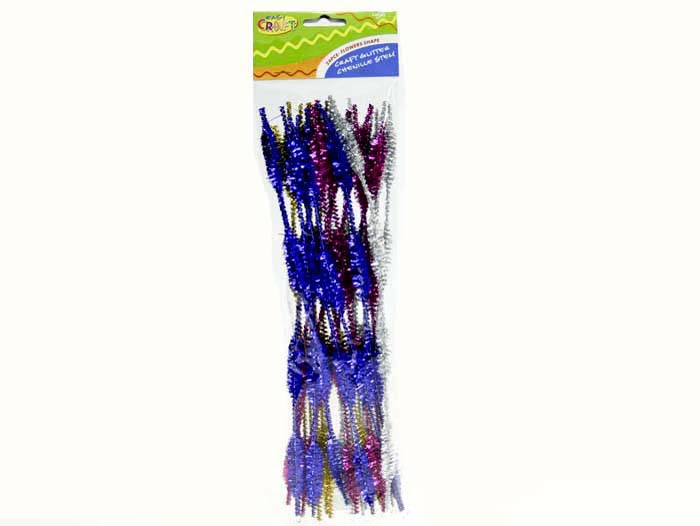 Glitter Stems - 6mm Bumps Asst Colours Pack of 24